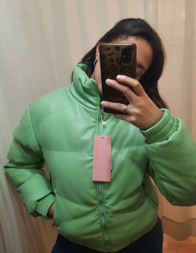 Campera Puffer Engomada Verde