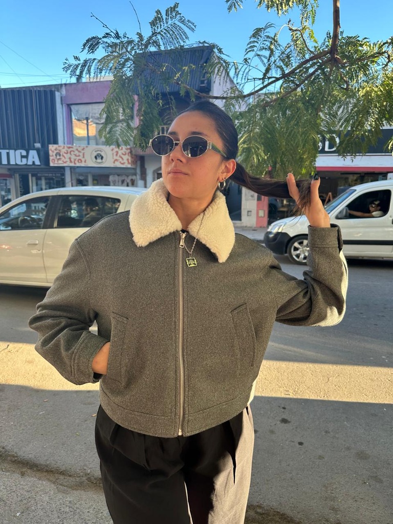 Campera paño cuello Teddy