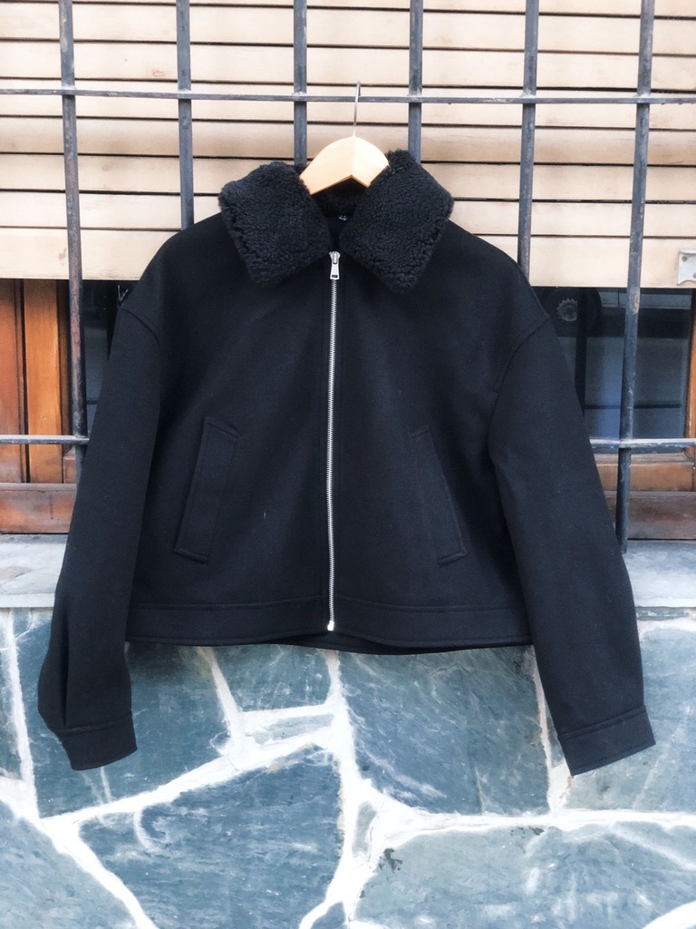 Campera paño cuello Teddy