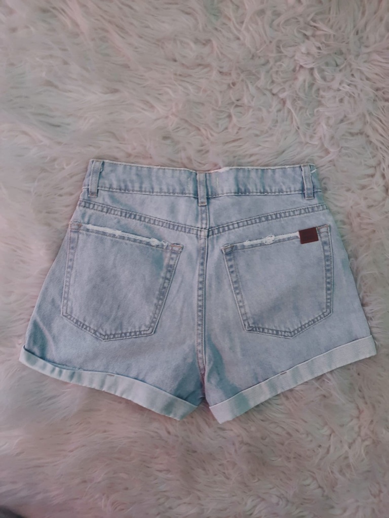 Short Celeste Elastizado Dobladillo