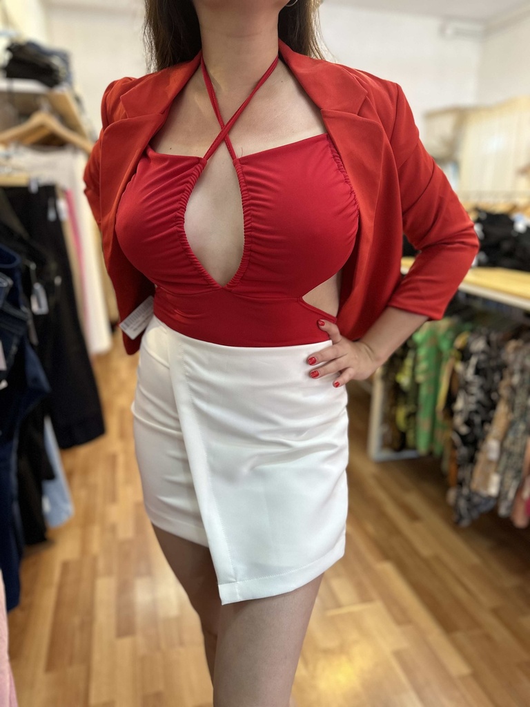 Body Tirita Cruzada Microfibra Rojo