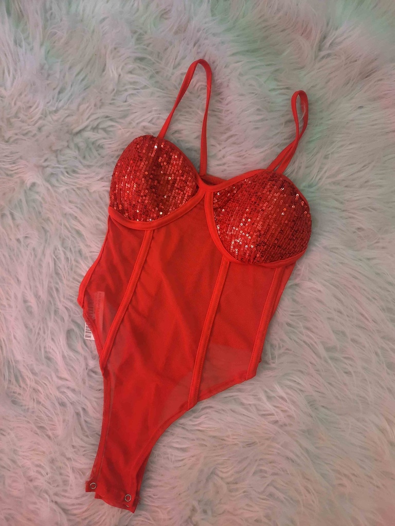 Body Tul con Taza Lentejuelas