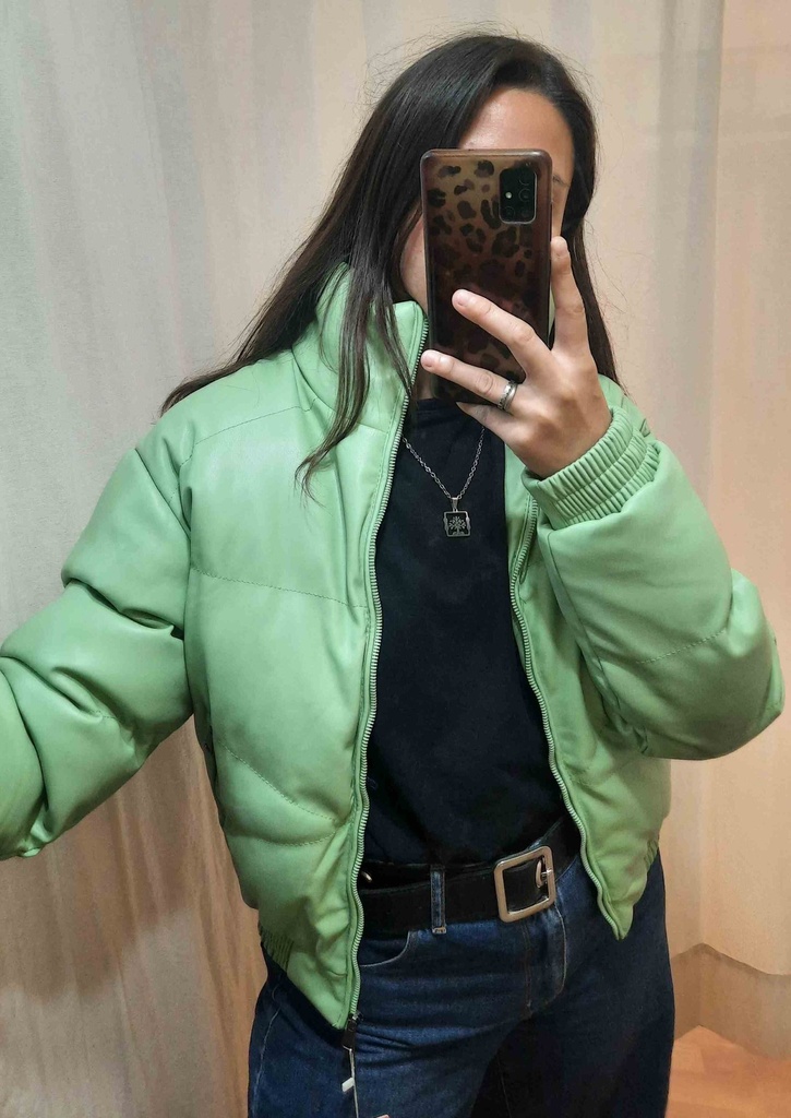 Campera Puffer Engomada Verde