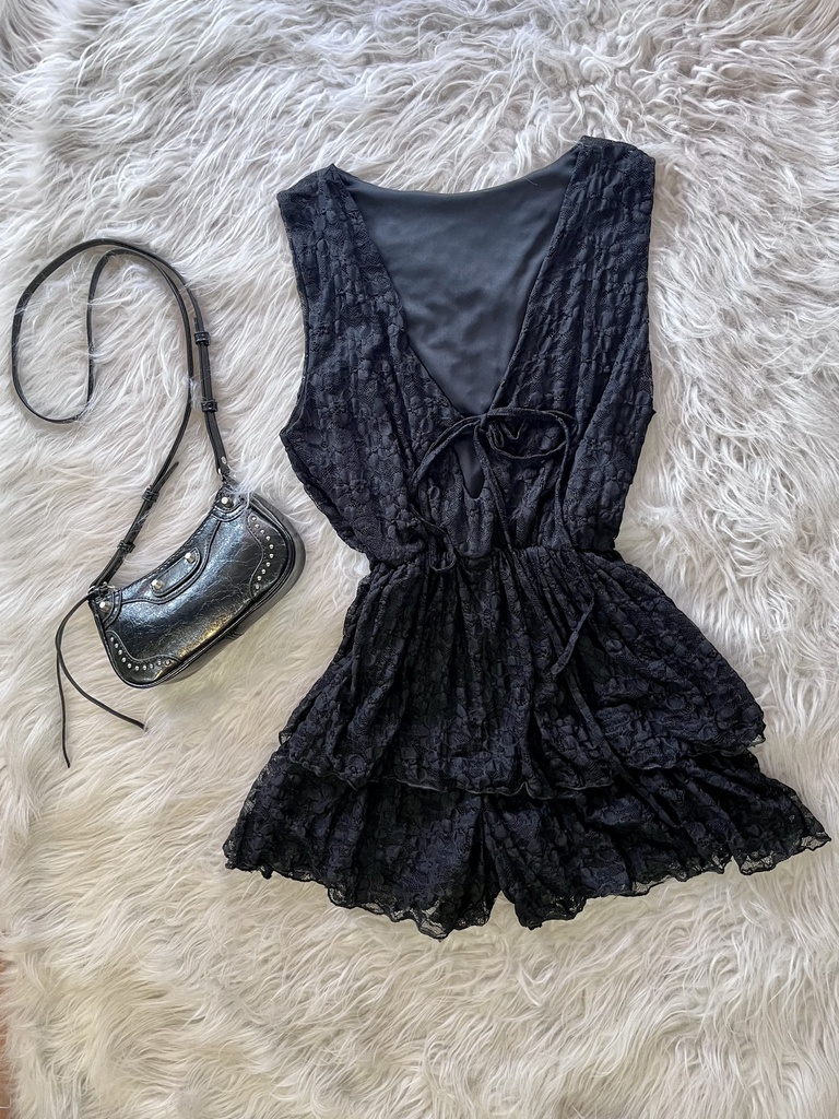 Mono corto negro Encaje