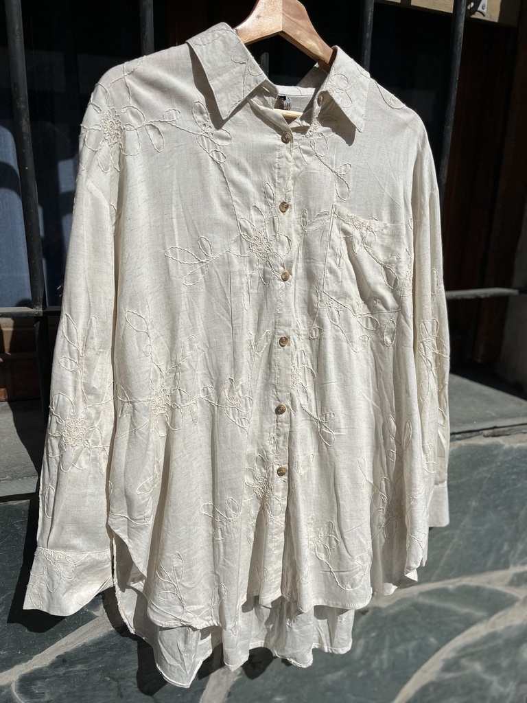 Camisa lino beige Palel