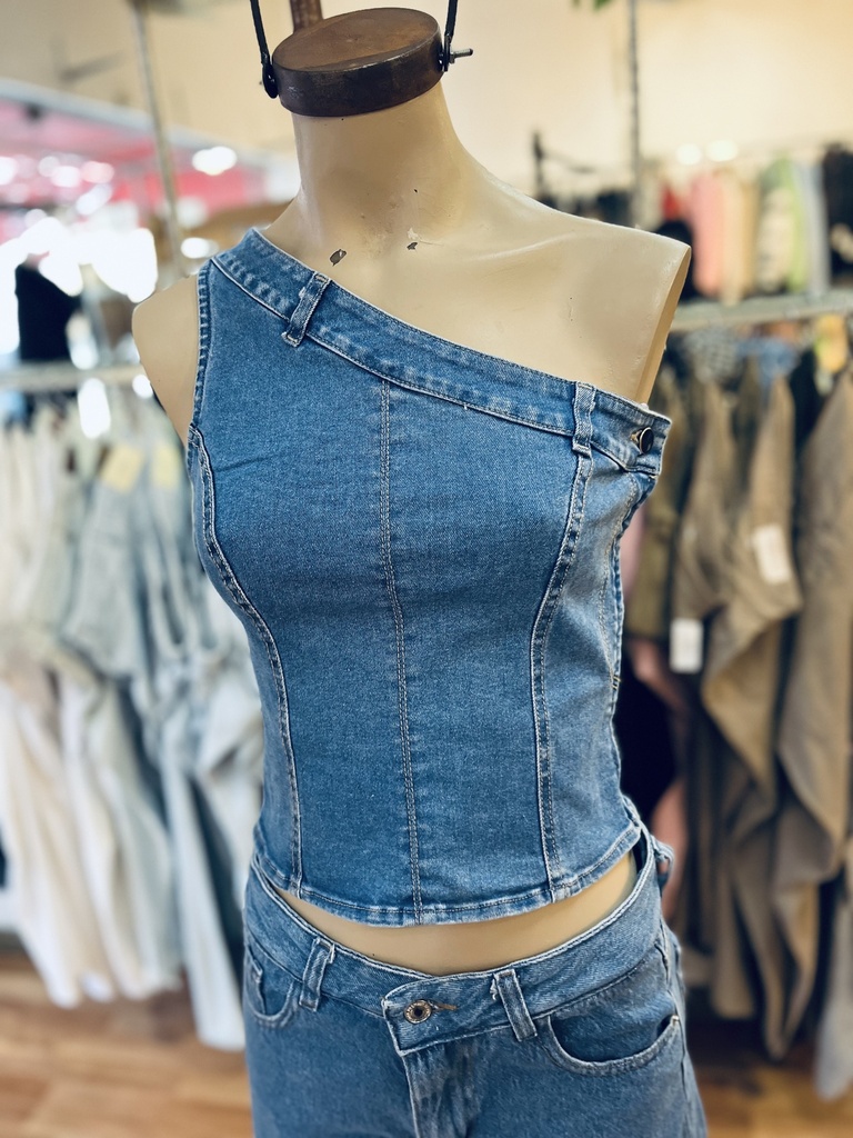 Top denim un Hombro