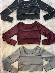 Top Manga Larga Costura