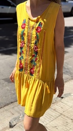 Vestido Bordado Amarillo